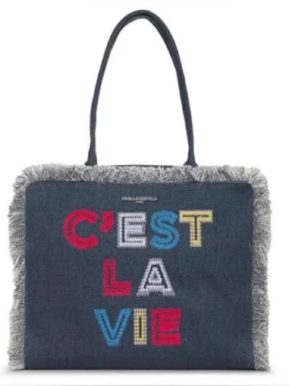 Karl Lagerfeld MARGOT FRINGE ZIP CANVAS TOTE